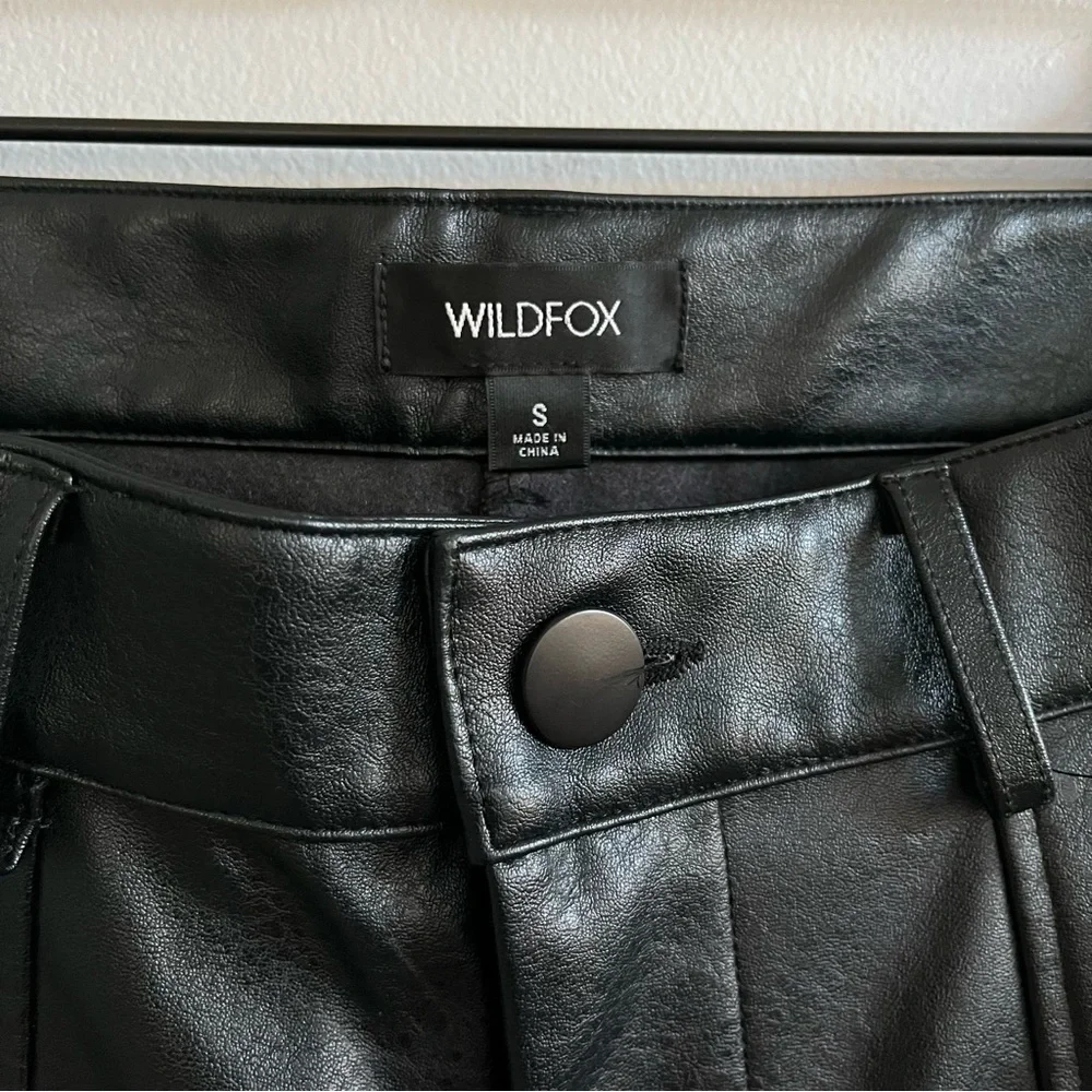 Wildfox Womens Faux Leather Pants Size Small High Waisted Straight Leg Split Hem - Picture 3 of 8
